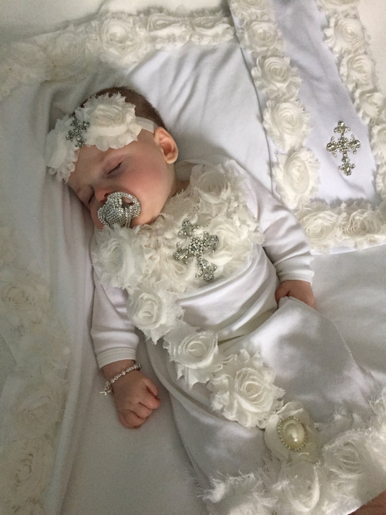 Infant Baby Girl Layette White Cotton Baby Gown With off White Etsy