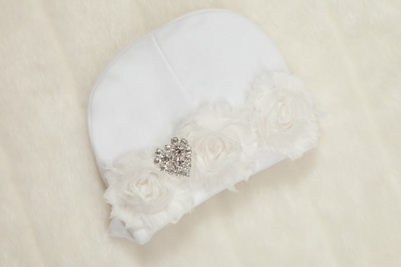 white infant beanie hat