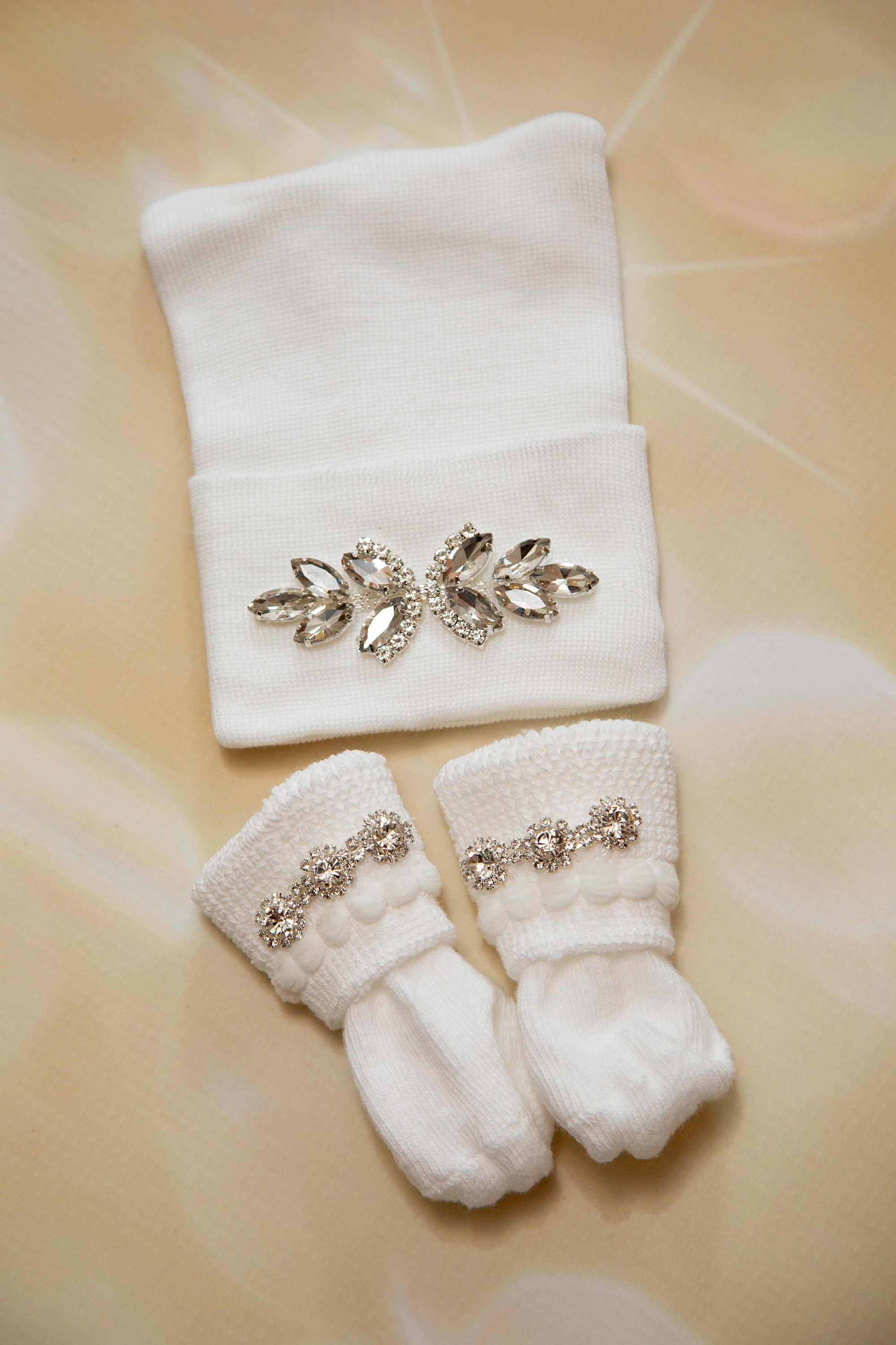 Rhinestone Newborn Hat and Socks Set, Baby Girl Hospital Outfit - Etsy