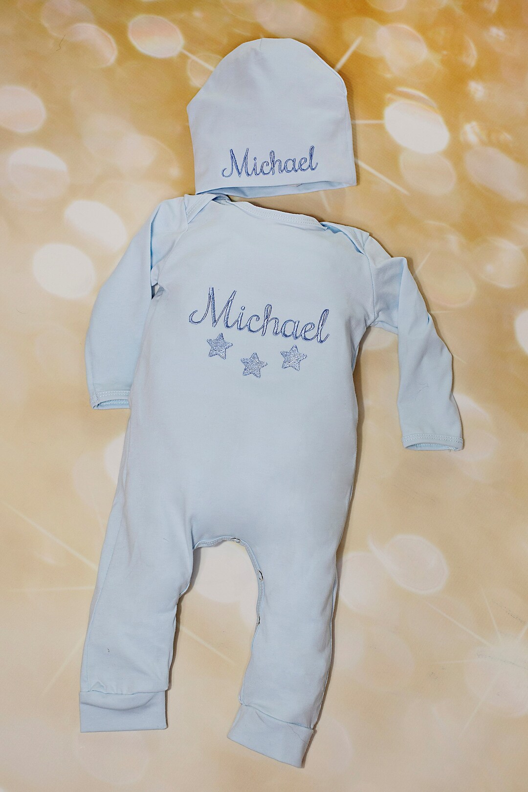 Baby Boy Light Blue Personalized Romper Infant Baby Blue Etsy