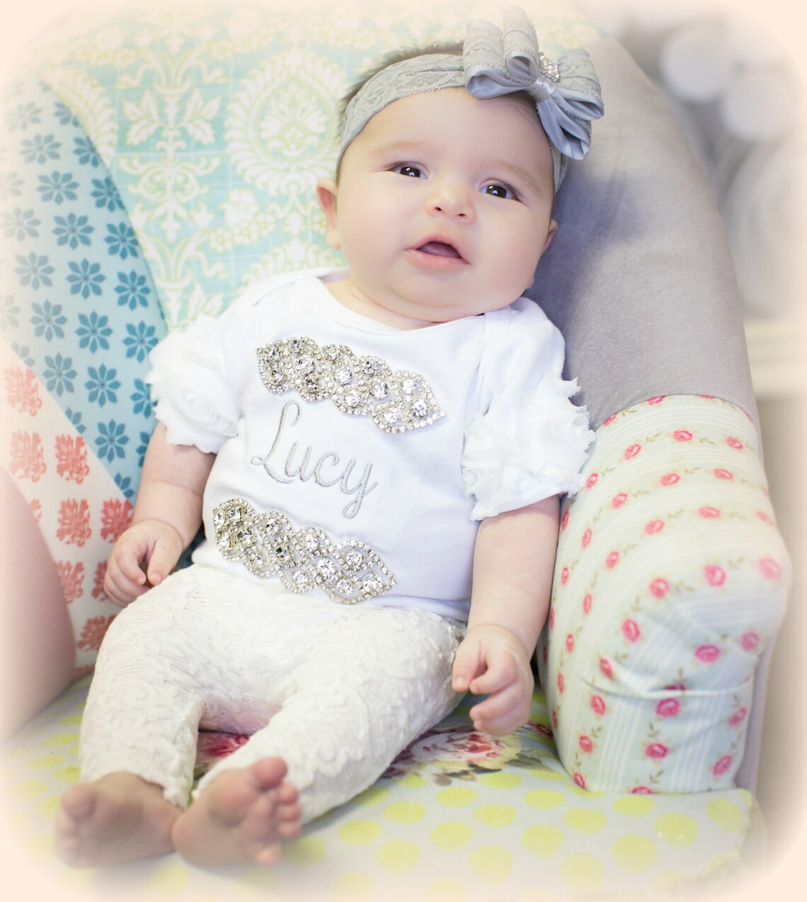 Personalized Infant Baby Girl One Piece White Cotton Short Etsy