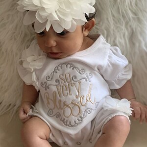 MAGNOLIA BABY - Blessed  Embroidered Romper - White