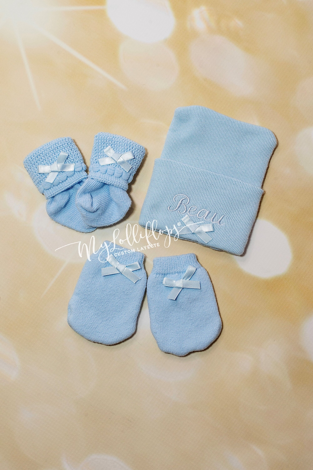 Newborn Hospital Baby Hat Socks and Mittens Set Baby Boy Newborn Set