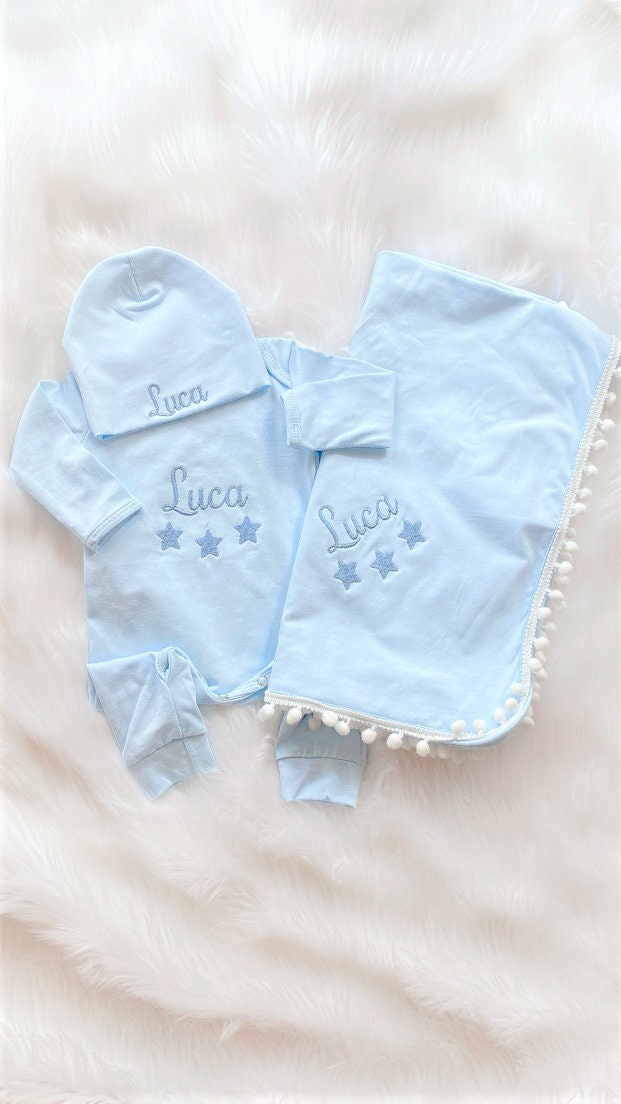 Baby Boy Light Blue Personalized Romper Infant Baby Blue Etsy