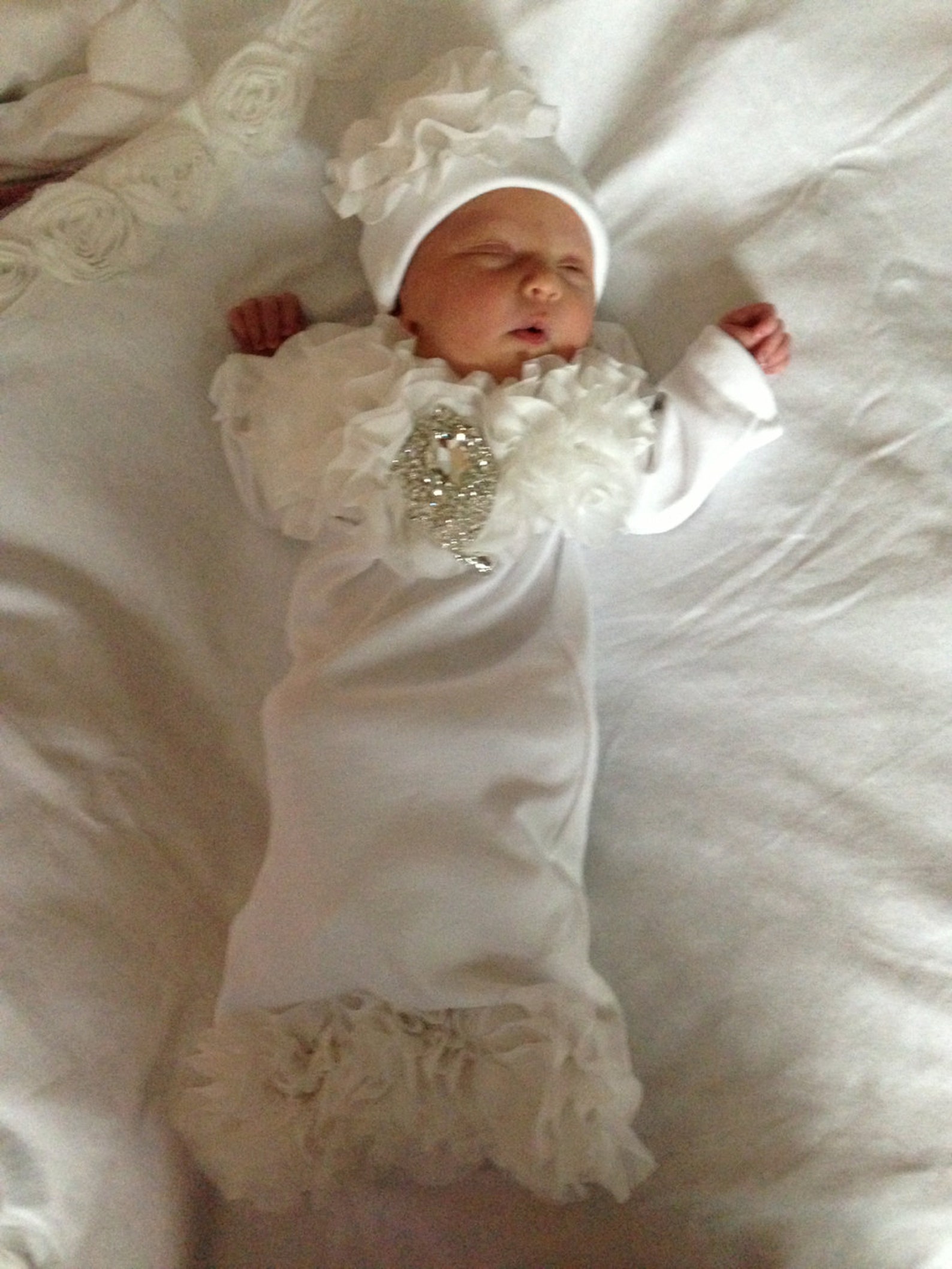 Infant Baby Layette White Cotton Baby Gown With Chiffon Etsy