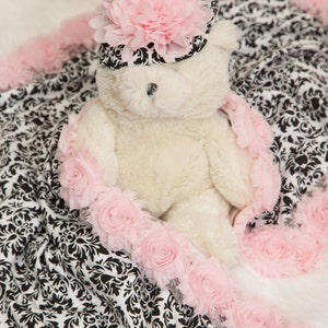 Baby Girl Blanket Black Damask Baby Blanket Receiving Blanket