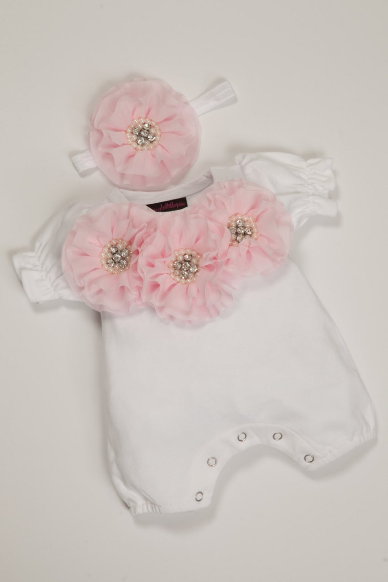 Bubble Romper Baby Girl Romper Set White Infant One Piece Set Etsy