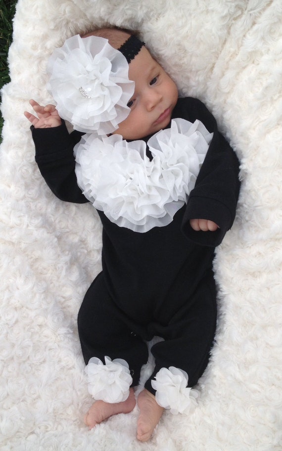 Black Romper Baby Girl Romper Set Infant One Piece Set with Etsy