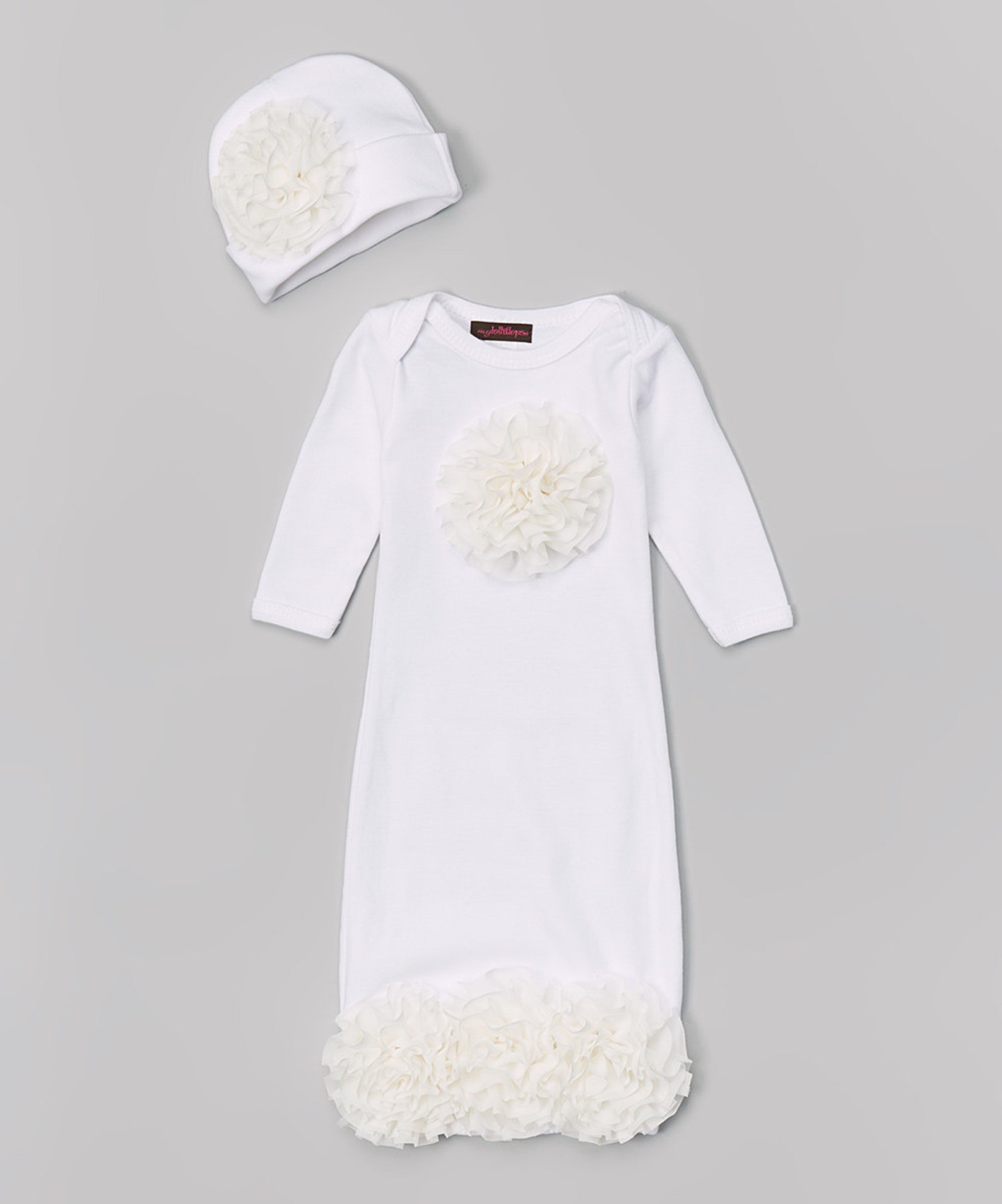 Newborn Infant Layette White Baby Gown With off White Chiffon Etsy