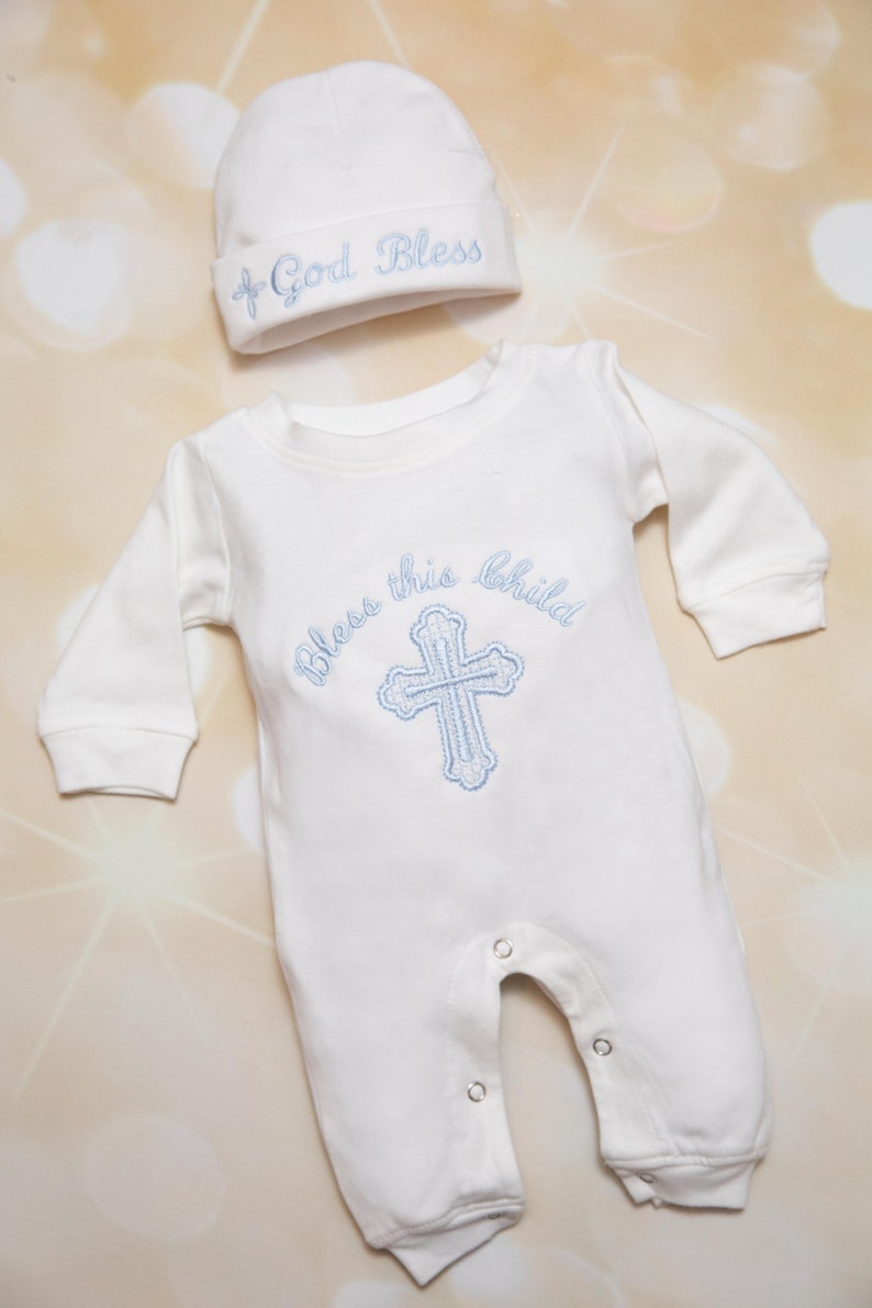 Baby Boy Christening Baptism Bless This Child Romper Infant Etsy