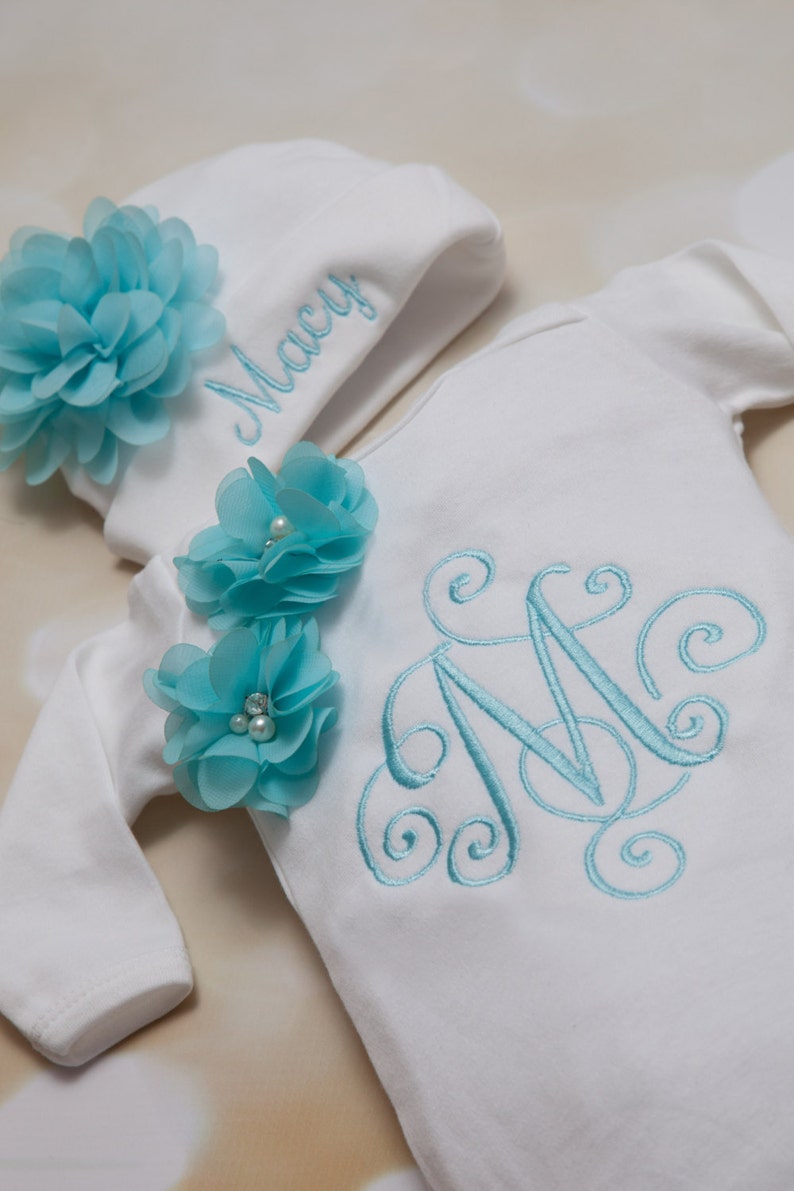 Personalized Baby Girl Gown Set White Embroidered Infant Gown Etsy