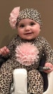 Infant Leopard Layette Cotton Baby Romper with Chiffon On The Chest and Matching Hat 