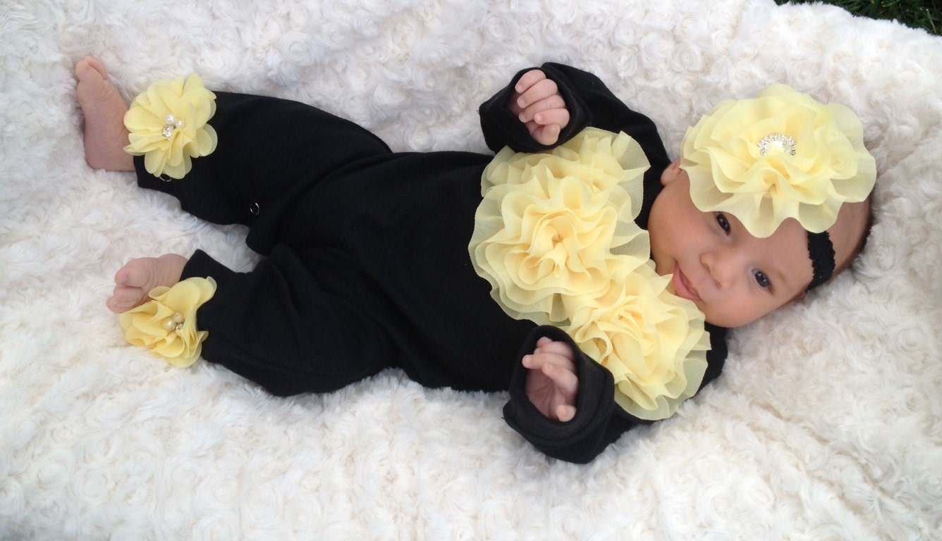Black Romper Baby Girl Romper Set Infant One Piece Set with Etsy