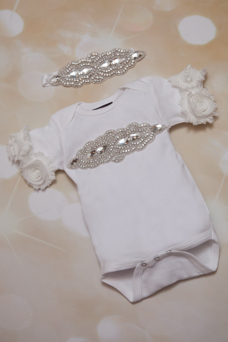 Infant Baby Girl Layette White Cotton One Piece With Large Etsy