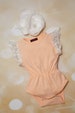 Baby Girl Cotton Peach with Lace on Sleeves One Piece Girls Sleeveless Peach Lace One Piece 