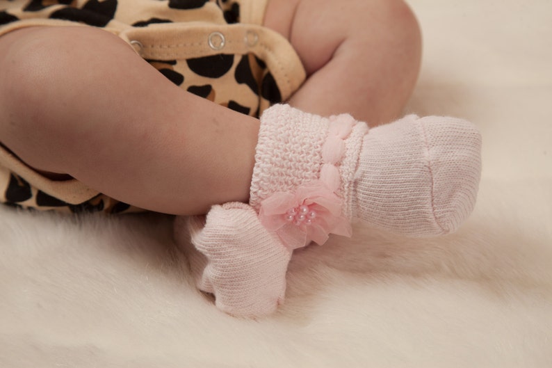 Pink Newborn Socks Baby Girl Socks With Little Flowers Etsy