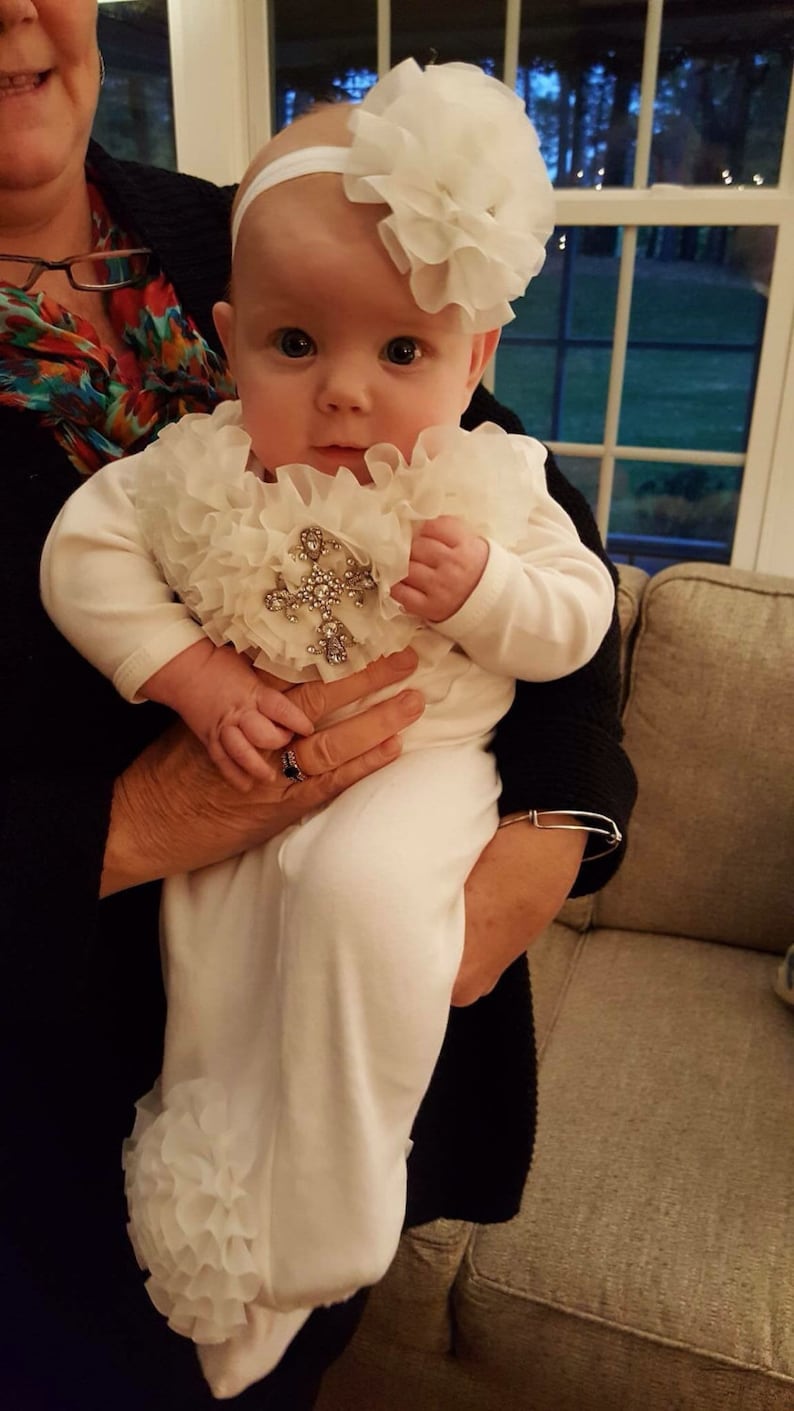 Infant Baby Girl Layette White Cotton Baby Gown With Chiffon Etsy