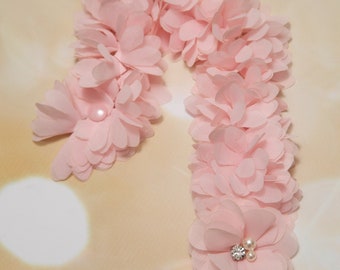 Baby Girl Pink Pacifier Holder Clip Pacifier Holder with Fluffyy Chiffon Flowers