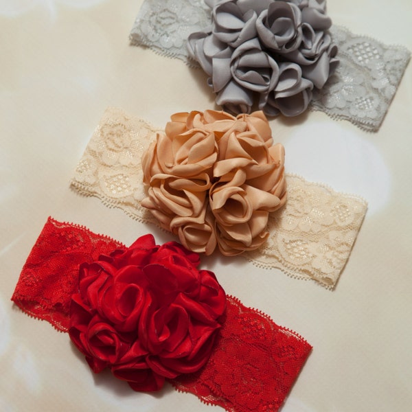 Holiday Beautiful Flower Infant Toddler Lace Bow Headband