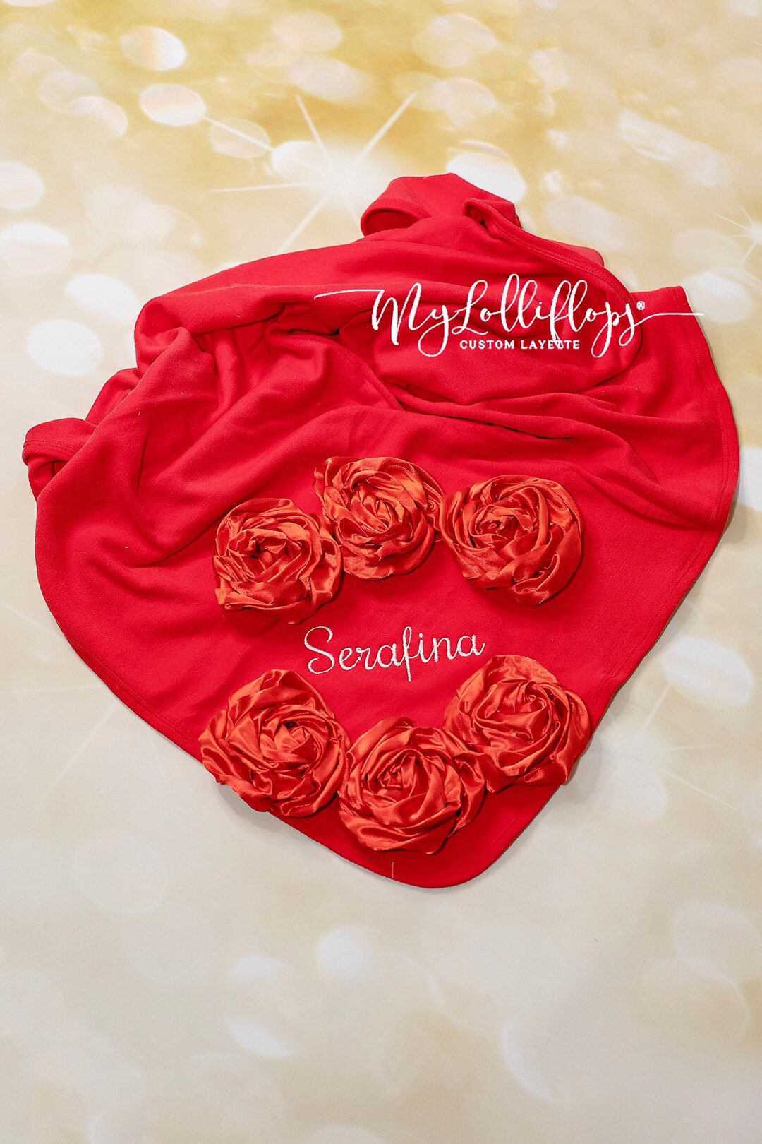 Baby Girl Red Blanket Cotton Red Receiving Blanket With Satin Etsy