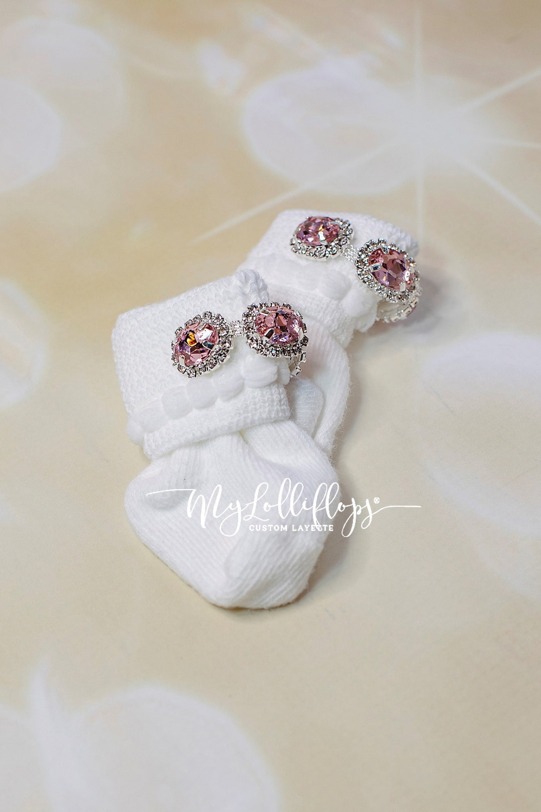 Newborn Baby Girl Rhinestone Hospital Socks - Etsy