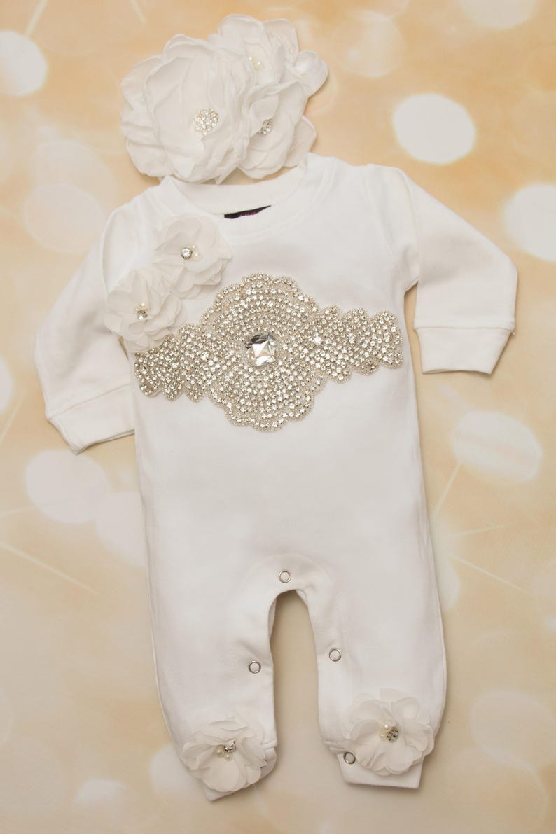 Infant Baby Layette White Cotton Baby Romper With Chiffon and Etsy