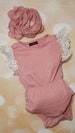 Baby Girl Cotton Mauve with Lace on Sleeves One Piece Girls Sleeveless Mauve with  Lace One Piece 