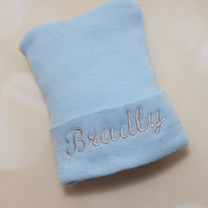 Tiny Hospital Baby Boy Newborn Hat Personalized Newborn Baby Boy Hospital Hat image 2