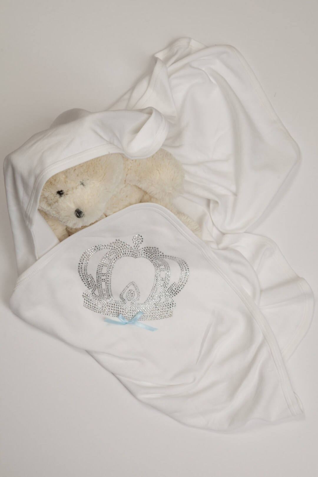 Baby Boy White Blanket White Receiving Blanket With Royal Crown Etsy