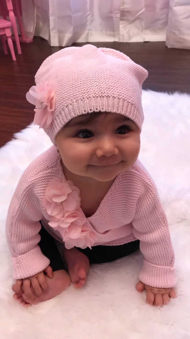 Pink Knitted Baby Girl Wrap Sweater Infant Baby Girl Sweater Etsy
