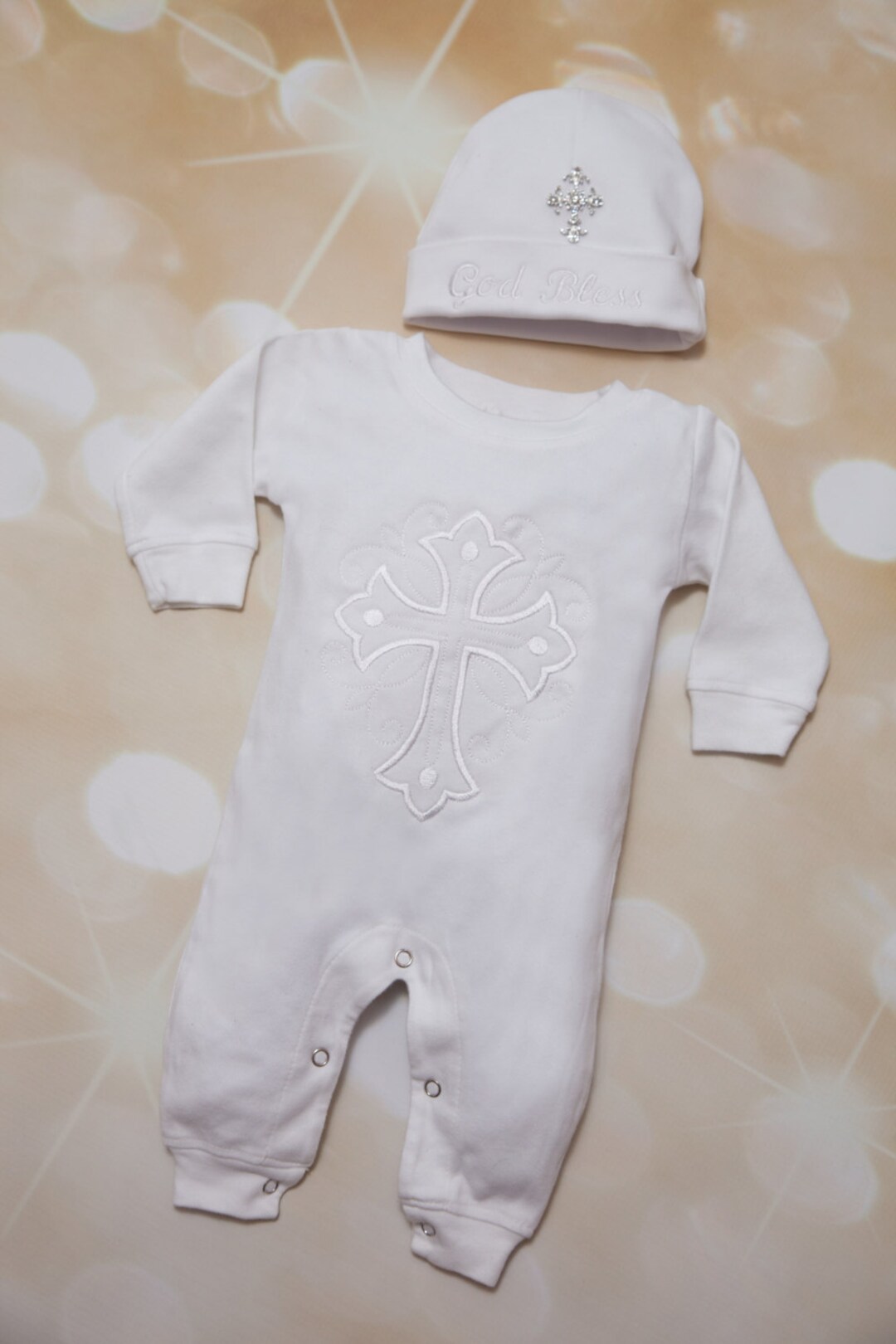 BABY BOYS CHRISTENING LINEN ROMPER WITH BONNET main image 0
