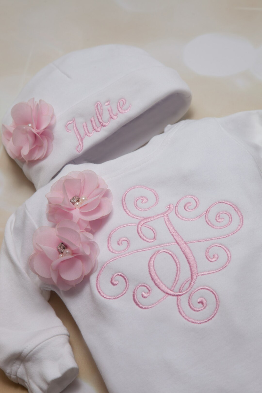 Baby Girl Personalized Romper Set Baby Girl Romper Set White Etsy