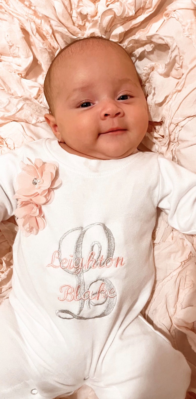 Personalized Baby Girl White Romper Set Embroidered Infant Etsy