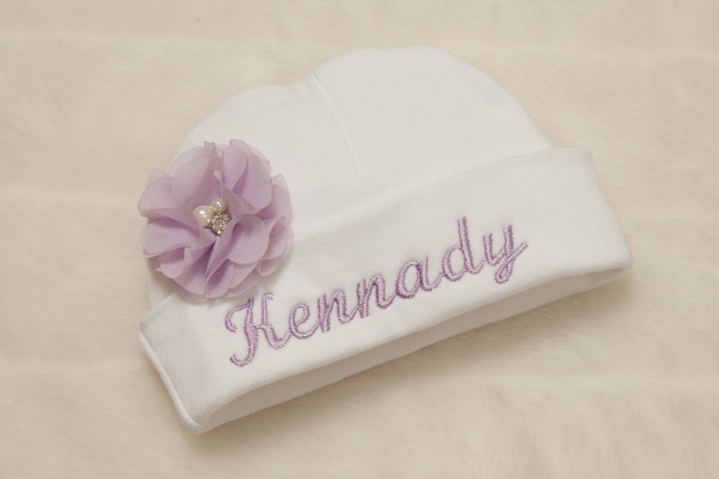 Embroidered White Infant Baby Girl Hat Cotton Personalized Etsy