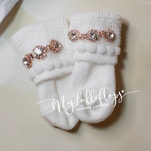 Baby Girl White Newborn Infant Socks Girl Rhinestone Socks  Baby Girl Newborn  Hospital Socks