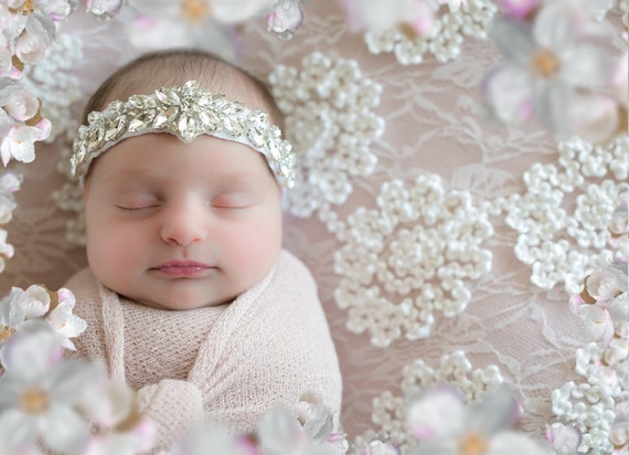 Bandeau bébé fille en strass Bandeau nouveau-né en strass avec