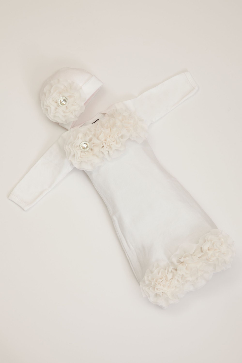 Blank Unisex Long Sleeve Infant Gown with Hidden Zipper