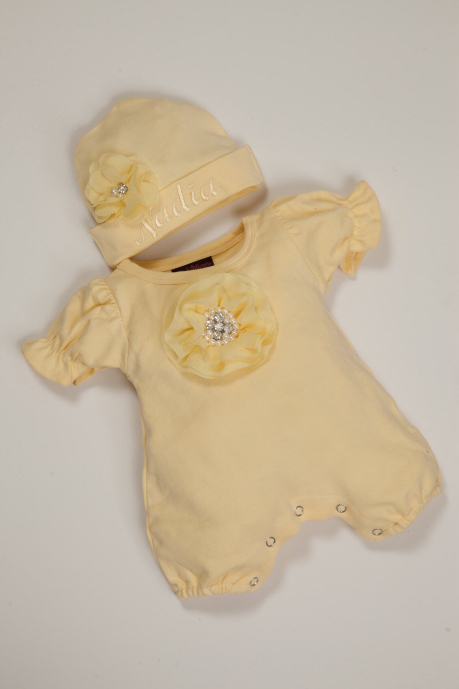 Yellow Bubble Romper Baby Girl Personalized Romper Set Infant Etsy