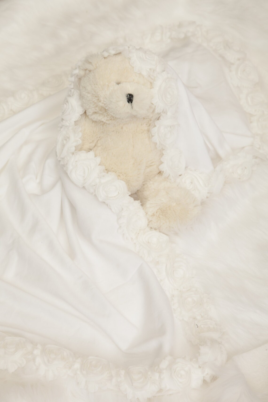 Baby Blanket White Receiving Blanket With off White Shabby Etsy