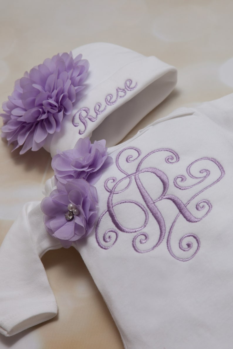 Personalized Baby Girl Gown Set White Embroidered Infant Gown Etsy