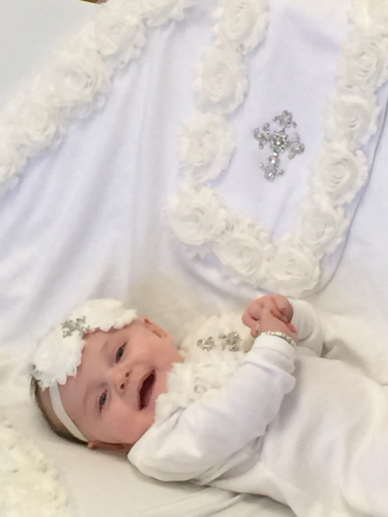 Infant Baby Girl Layette White Cotton Baby Gown With off White Etsy