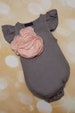 Baby Girl Linen One Piece Grey  One Piece Infant Bubble Romper 