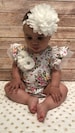 Baby Girl Cotton White Floral One Piece  with Butterfly sleeves and Tulle One Piece Girls White Floral One Piece 