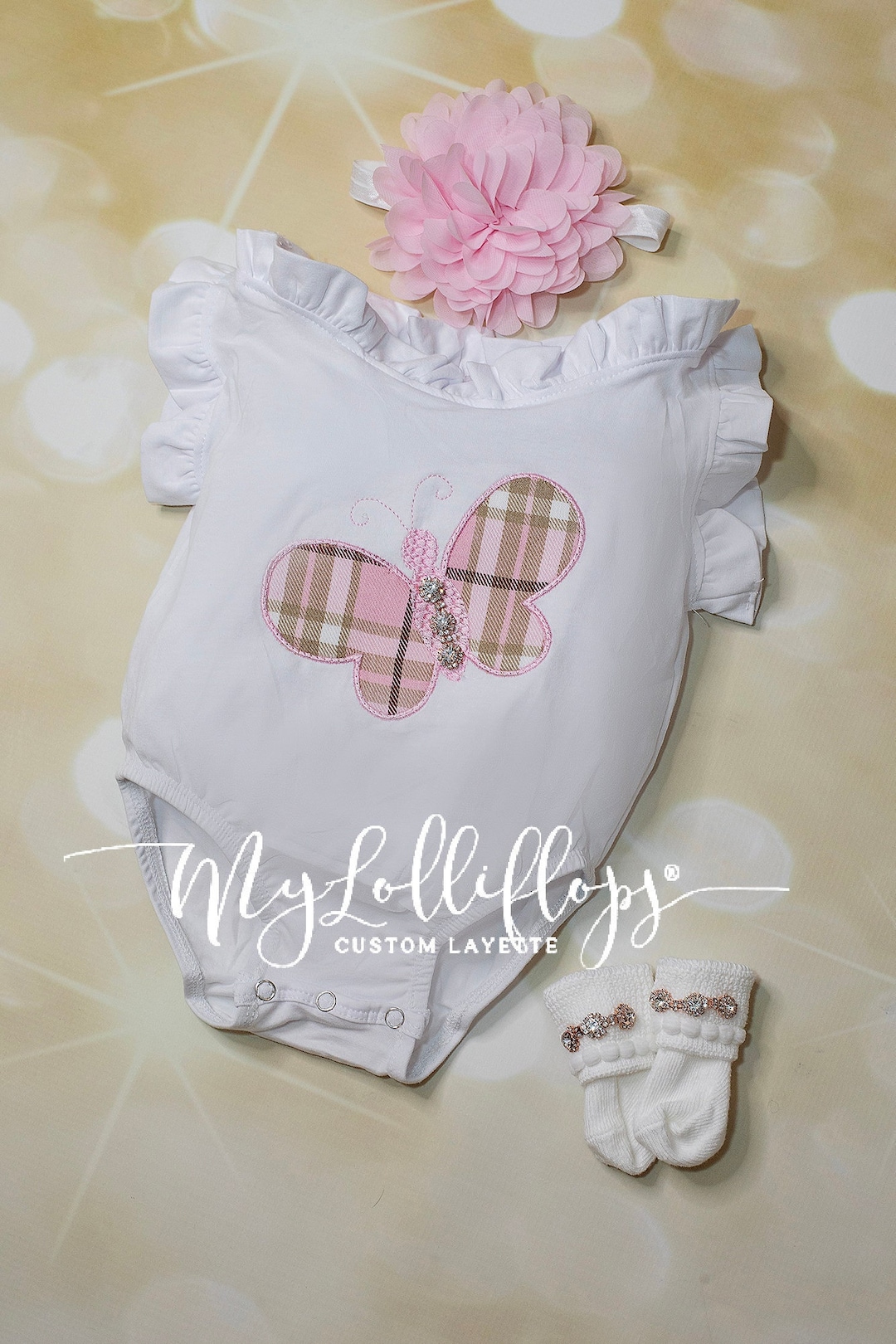 Baby Girl White Bubble Romper Set Boatneck Ruffle Romper Short Sleeve