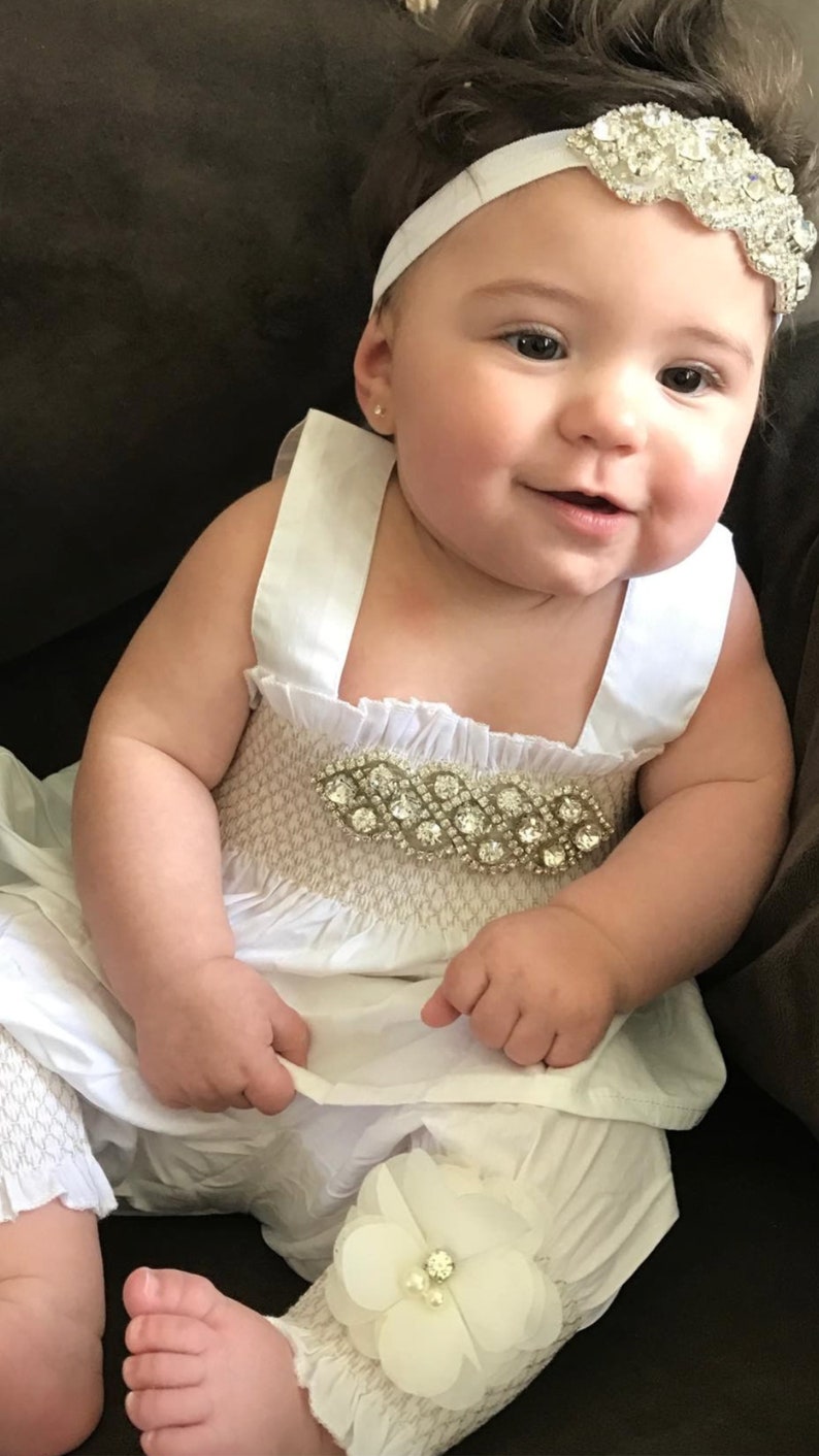 Baby Girl White Romper Set Baby Girl Rhinestone Romper Set Etsy