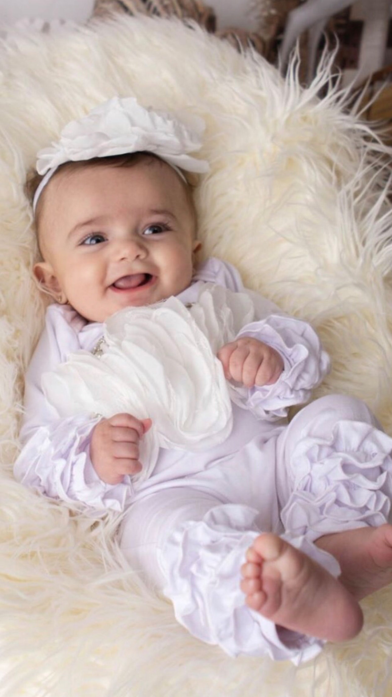 Baby Girl Ruffle White Infant Layette Cotton Baby Romper With Etsy