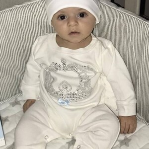 Royal Prince Baby Boy White Romper Set With Rhinestone Crown and ...