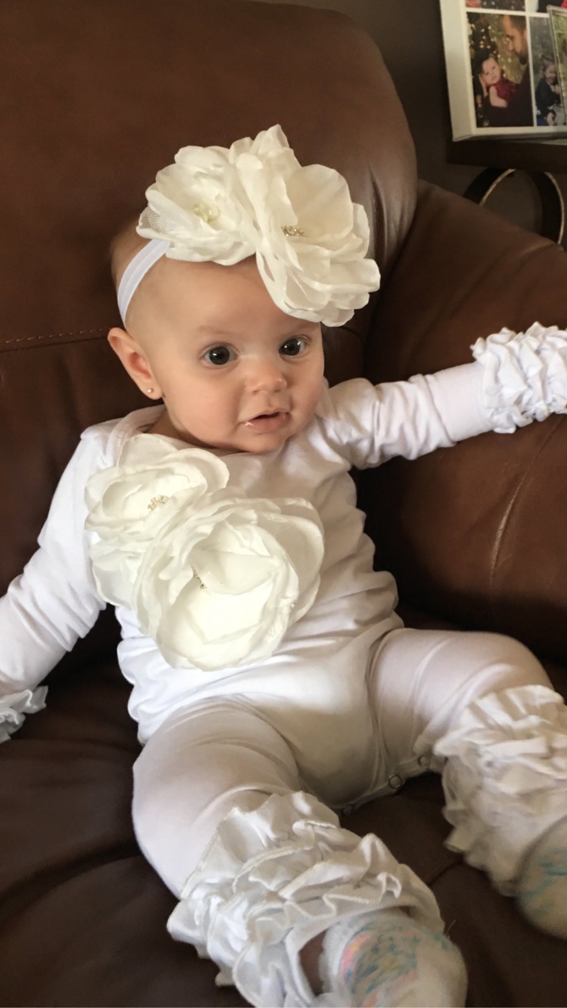 Baby Girl Ruffle White Infant Layette Cotton Baby Romper With Etsy
