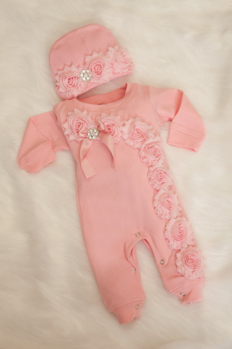 Baby Girl Pink Romper Baby Girl Romper Set Infant One Piece Etsy