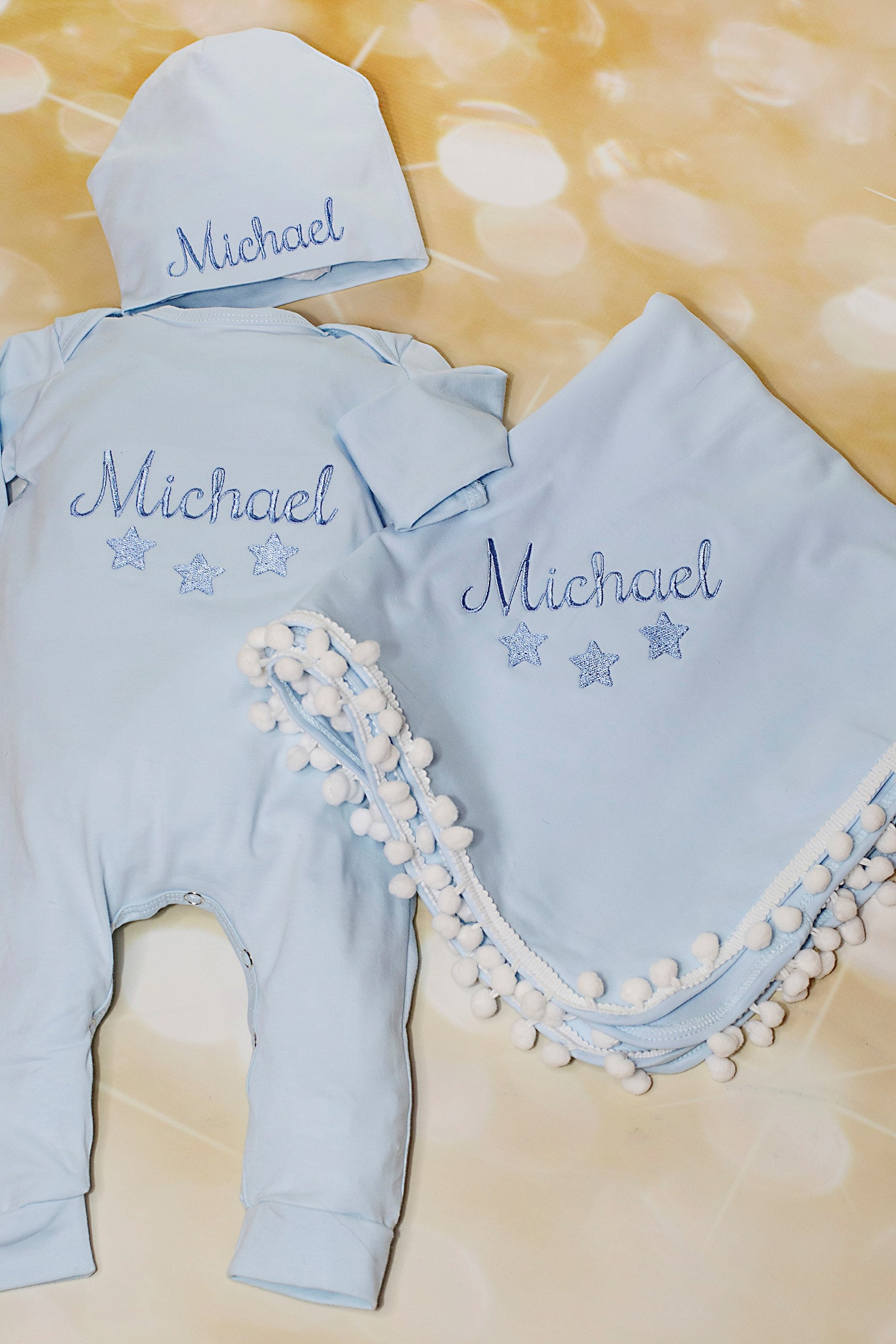 Baby Boy Light Blue Personalized Romper Infant Baby Blue Etsy